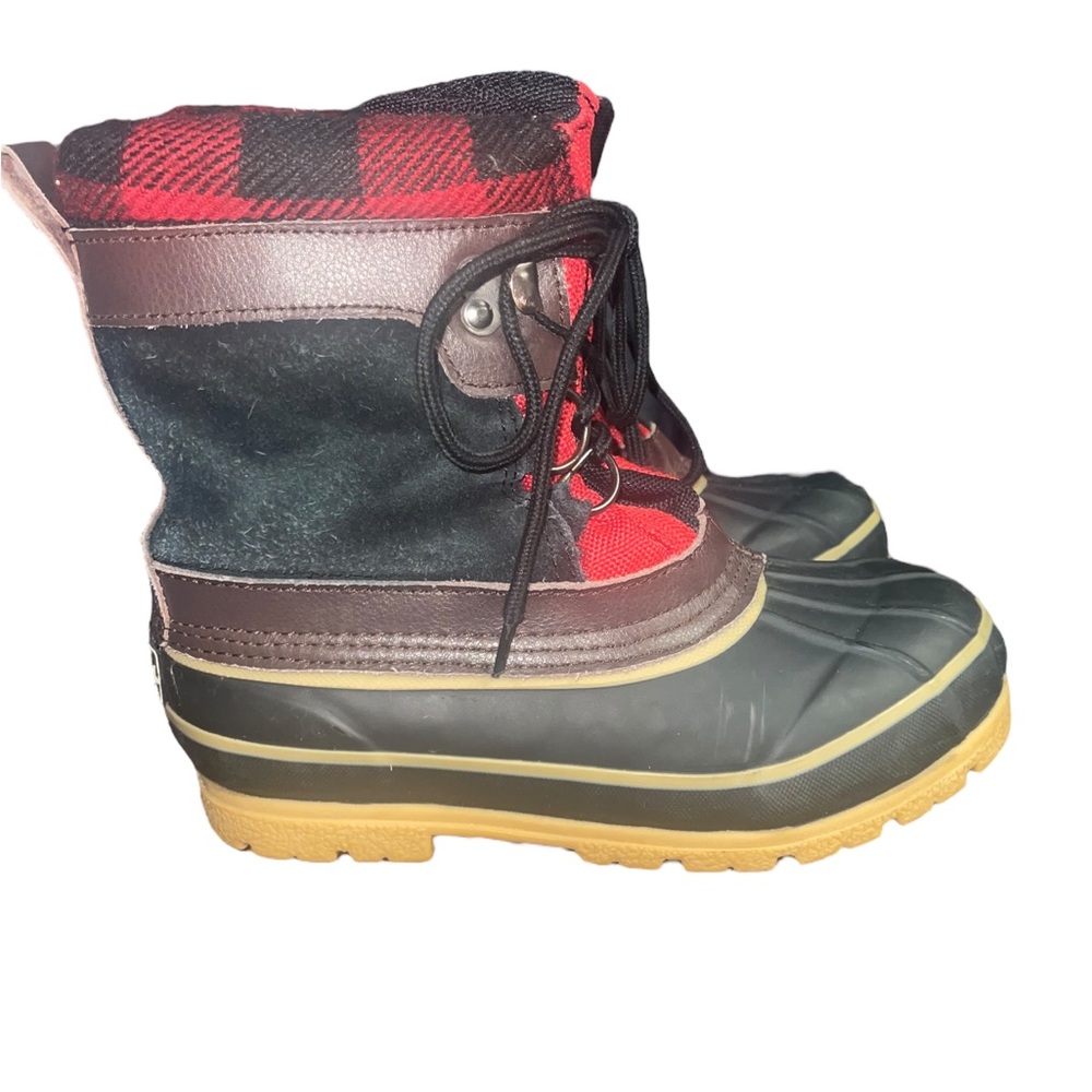 Snowy Creek Steel Shank Winter Boots Kids 1 Thinsulate Insulation‎ Red Plaid